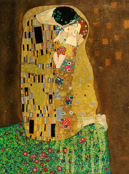 New W MORRIS & Klimt the Kiss X Abstract Collage Decoupage 